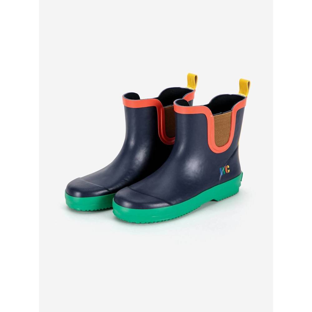 NEW BOBO CHOSES kid's striped low cut rainboots in navy